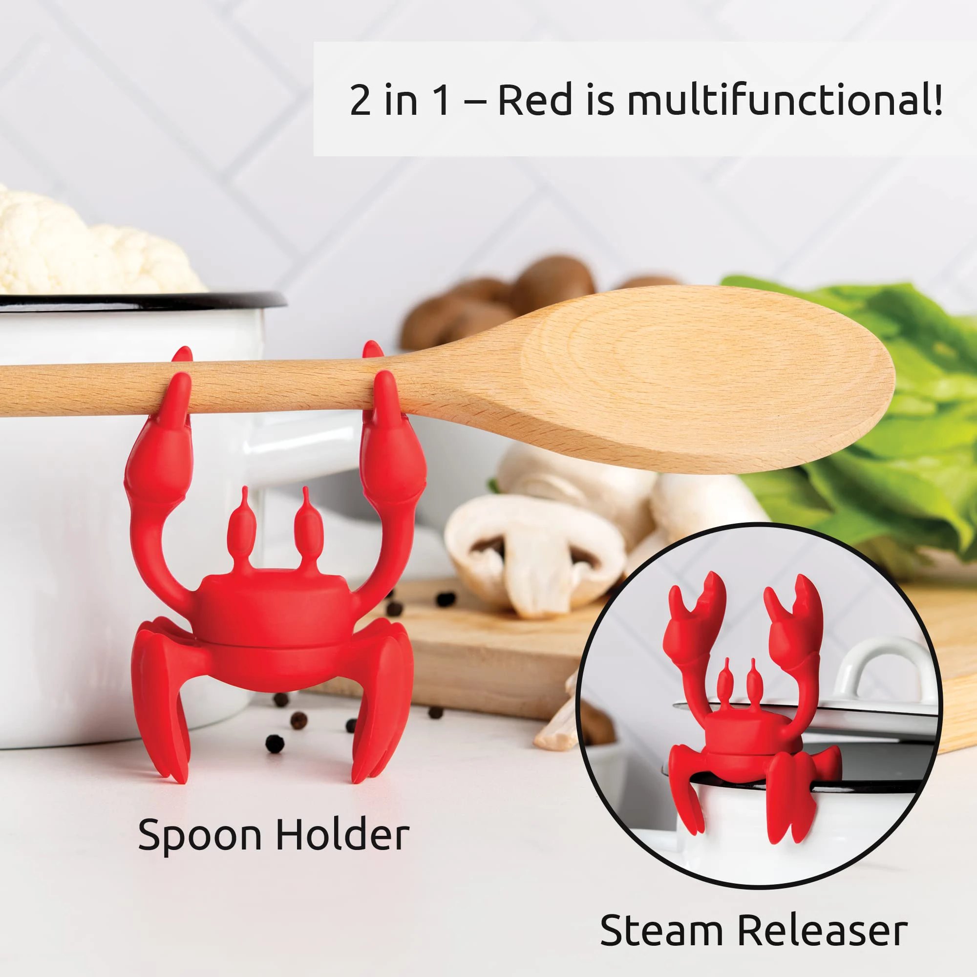 Red The Crab Silicone Utensil Rest Silicone Spoon Rest For Stove Top