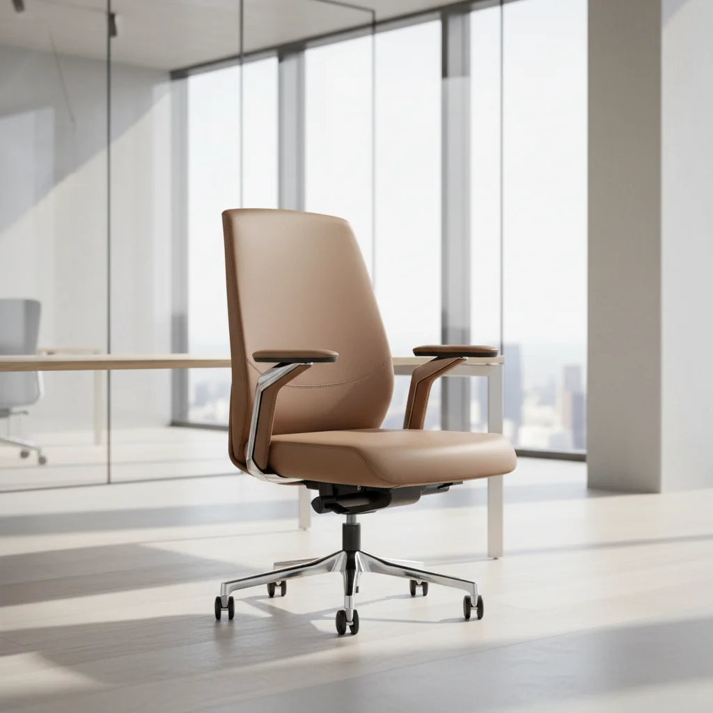 Professional Modern Ergonomic Leather Adjustable Height Headrest High Back Executive Office Chair 5