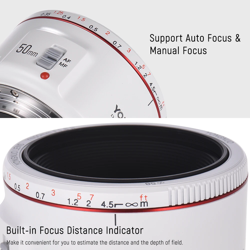 Yongnuo YN50MM F1.8 II White Lens for Canon DSLR Cameras