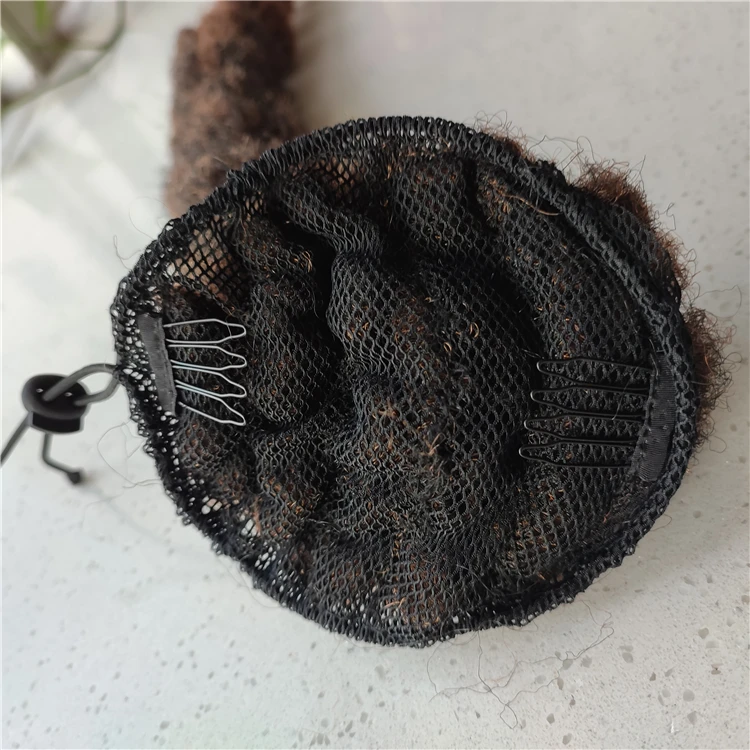 Kinky Straight Hair Puff Bun Bubble Ponytail African American Wrap Drawstring Afro Puff Ponytail Hair