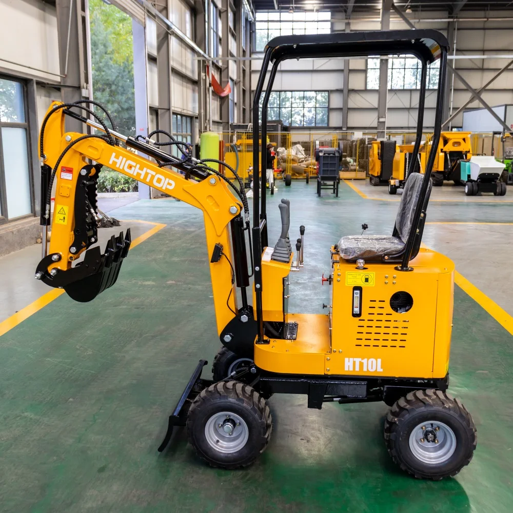 HIGHTOP Višefunkcionalni kompakt ekskavator sa hidrauličnim pogonom, nosivosti 1 tona, točkiasti ekskavator nosivosti 1000 kg, poljoprivredni ekskavator na točkovima