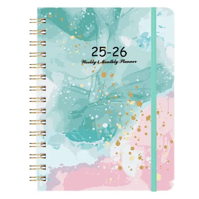 2025 Custom A5 Spiral Weekly Planner Notebook English Schedule Cross-Border Planner with Paper Cover
