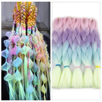  VCKOVCKO Rainbow Ombre Color Jumbo Braid Crochet