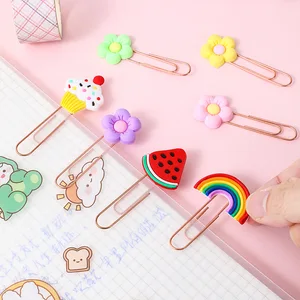 DIY Cartoon Paper Clip Pin Bookmarks PVC and Metal Material Handmade Book Accessories