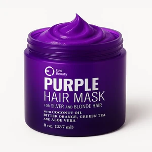 Keratin Purple Hair Mask for Bleached & Blonde Hair - Brass & Yellow Tone Remover, Vegan, Hydrating, Smooth & Shine Boost OEM