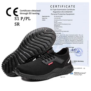 JIANKUN JK-616 EU Standard CE  Anti-smashing Anti-puncture Protective Fly Knitting Breathable Rubber Safety Shoes for Men