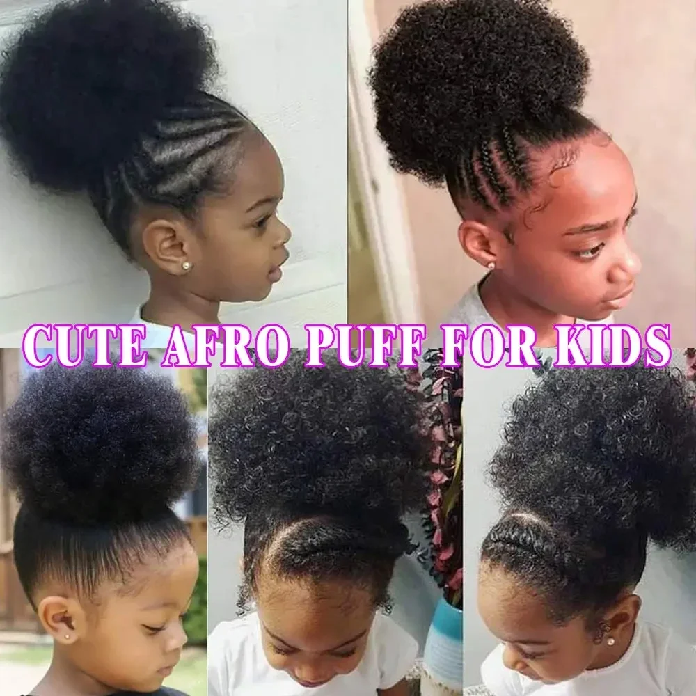 Afro Puff Pferdeschwanz Aus Echthaar Für Kinder Und Mädchen_voghion.com