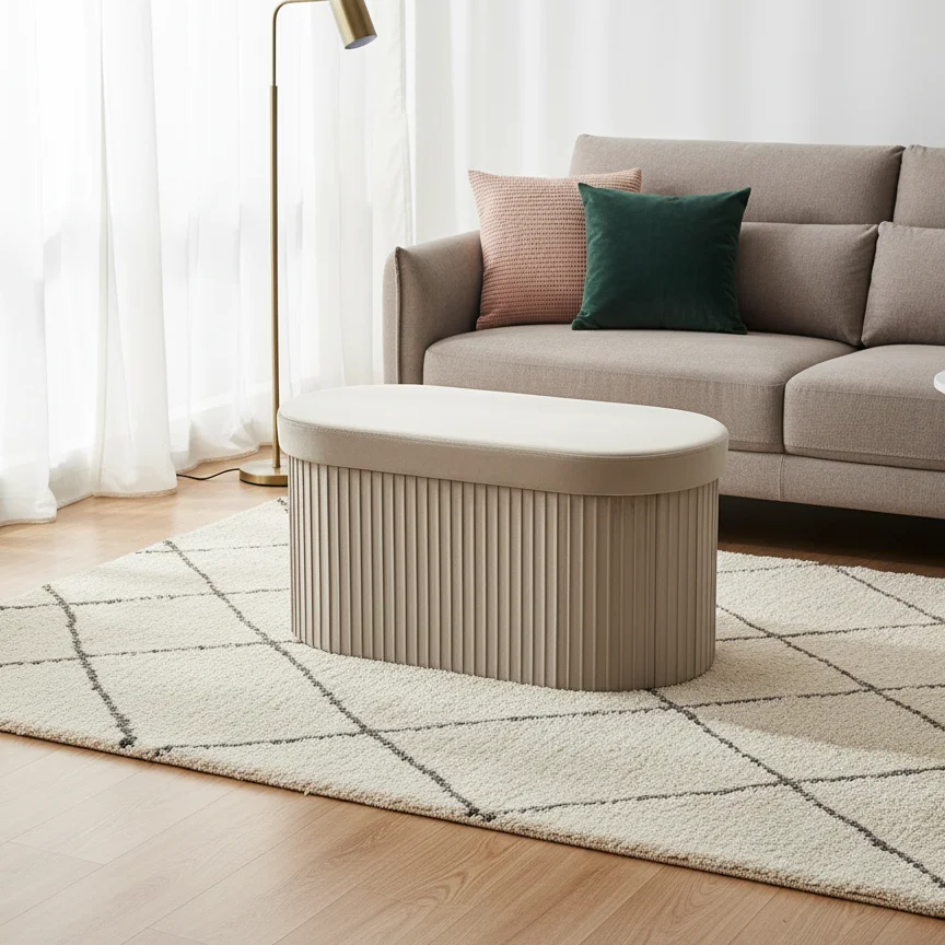 Modern Ottoman Stool Pouf Foldable Storage Ottoman Footstool for Living Furniture