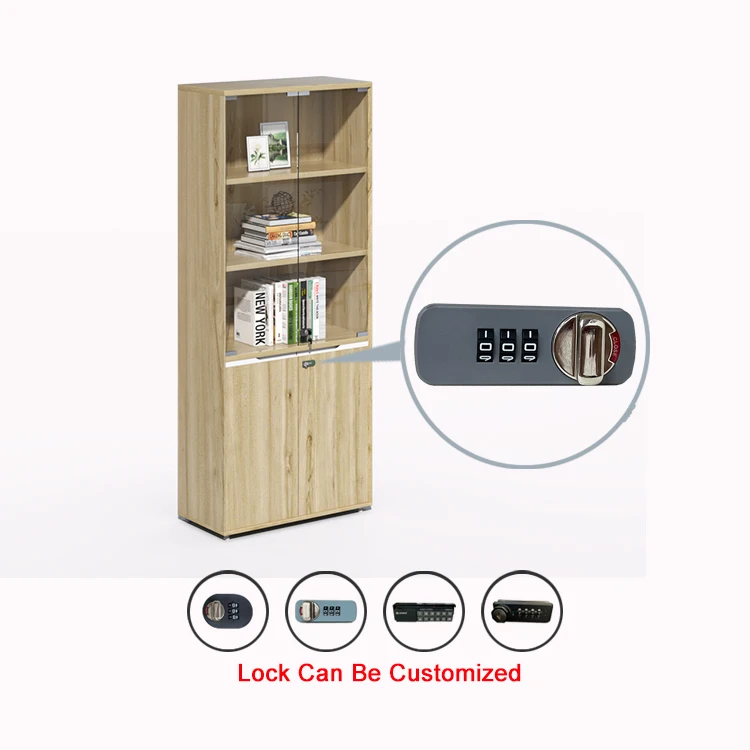 New Style Customized Modern Style Office Home School Living Room Hospital Hotel Furniture Wooden Bookcase With Glass Door Locker