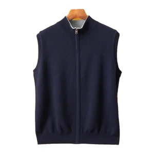 Custom Men's Full Zip Waistcoat Casual Winter Jacket with Casual Style Knitted Outdoor Warm Waistcoat Both Sides Zipper Closure