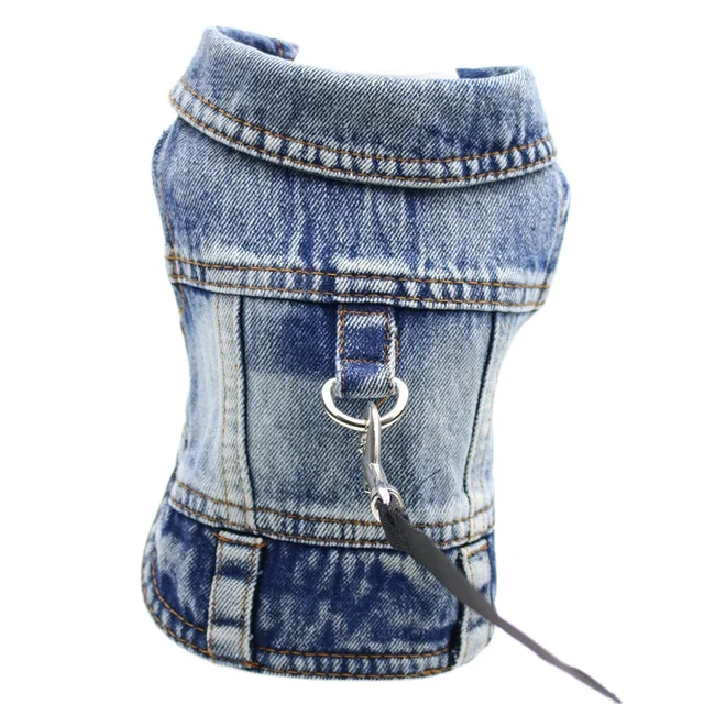 In Stock Wholesale Pet Clothes Jean Jacket Pet Vest Shirts Blue Overalls Denim Coat Dog Jacket for Puppy Small