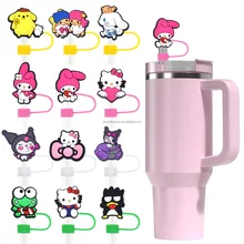 Wholesale Cartoon Rabbit Kitty Straw Charm Topper Straw Cap Bar Beverage Accessory Decoration Bottle Mug Tumbler Straw Charms