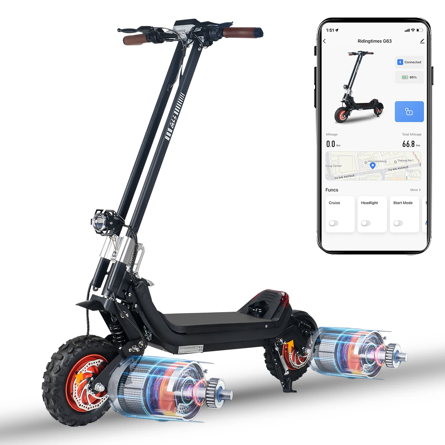 Usa Warehouse 2024 City E Scooter Adult Drift Dual Motor 1200w Off Road ...