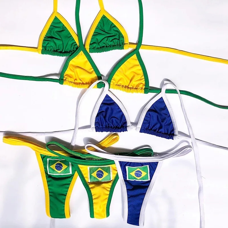Halter Neck High Waist Woman Jamaica Bikini Swimsuit Women Swimwear Plus Size Bikinis