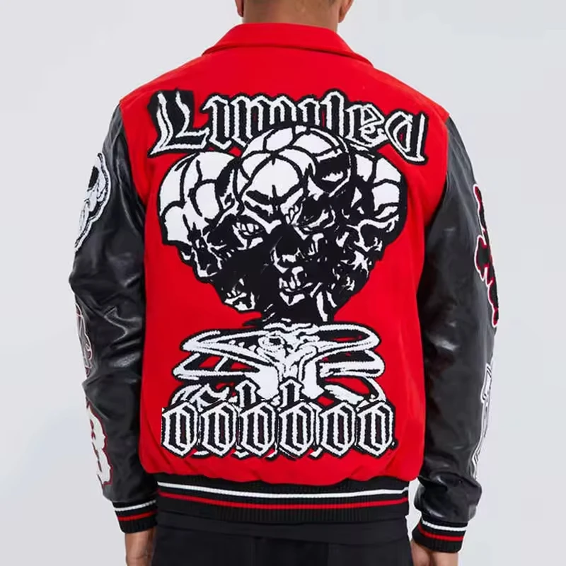 Manufacturers Custom Clothes Hip Hop Patch Applique Embroidery Leather Chenille Bomber Jacket for Men gallery 4