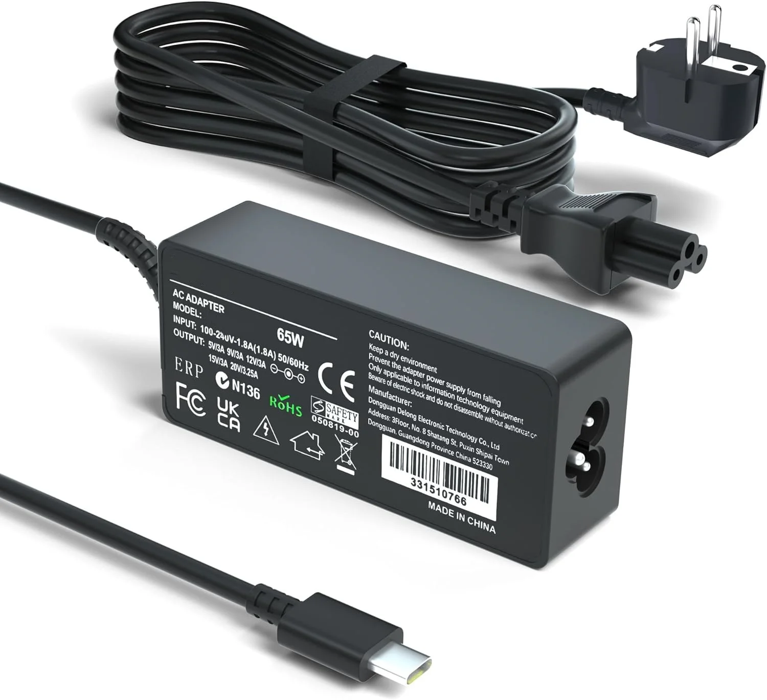 65W USB C Power Adapter for Lenovo Thinkpad Yoga ADLX65YDC2A Dell HP Elitebook Spectre Chromebook 65 W USB C Laptop Charger