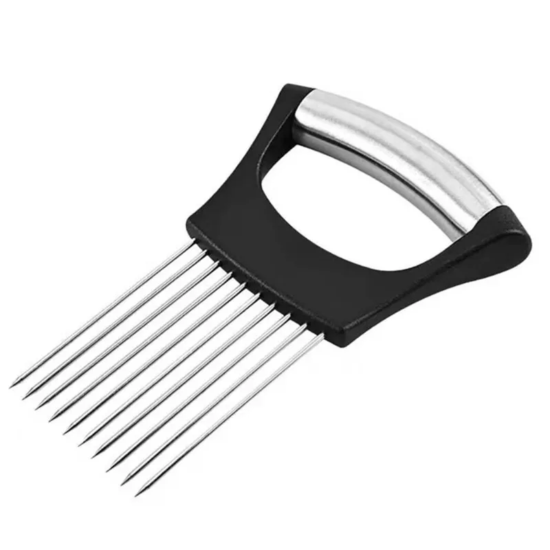 Креативная ломтерезка для лука Ломтерезка из нержавеющей стали игла мяса резак томатов картофеля овощей фруктов безопасный вспомогательный инструмент кухонные гаджеты