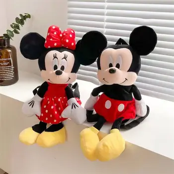 Wholesale Cute Mickey And Minnie Backpack Decoration Doll Kids Cartoon Shoulder Bag Mickey Mouse Stuffed Plush Cute Toy