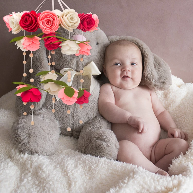 Войлочный детский мобильный войлочный цветок, подвесные розы, войлочный детский мобильный для детской комнаты