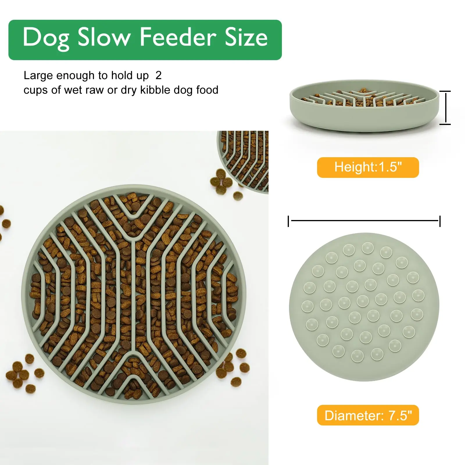 Zmaker Silicone Slow Feeder Dog Bowls With Suction Cups Rounded Cat Dog