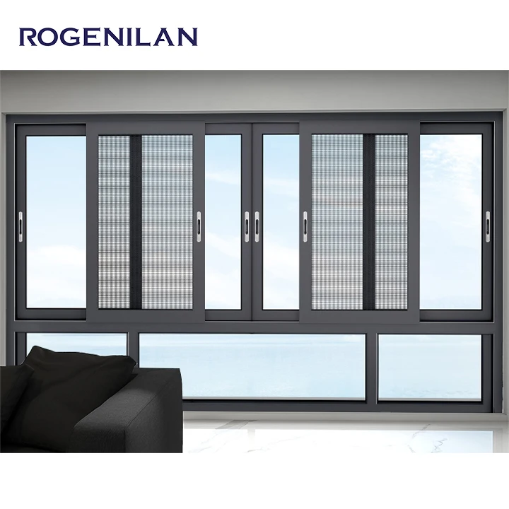 Sliding Aluminum Window with Mesh Soundproof Glass Aluminum Sliding Kitchen Window