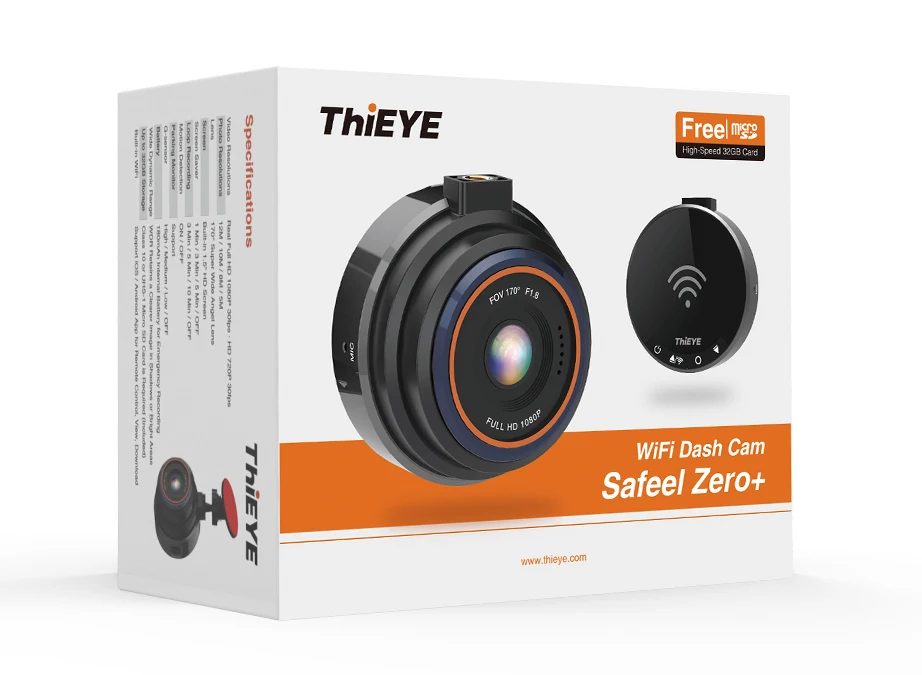 
 Автомобильный видеорегистратор ThiEYE, HD, 1080P, Wi-Fi, G-датчик, угол обзора 170 градусов  
