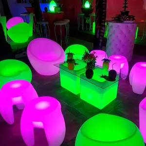 LED Illuminated Modern Triangular Bar Stool Rechargeable Plastic Glow Lightweight Durable Hotel Furniture for Clubs Cafs Home