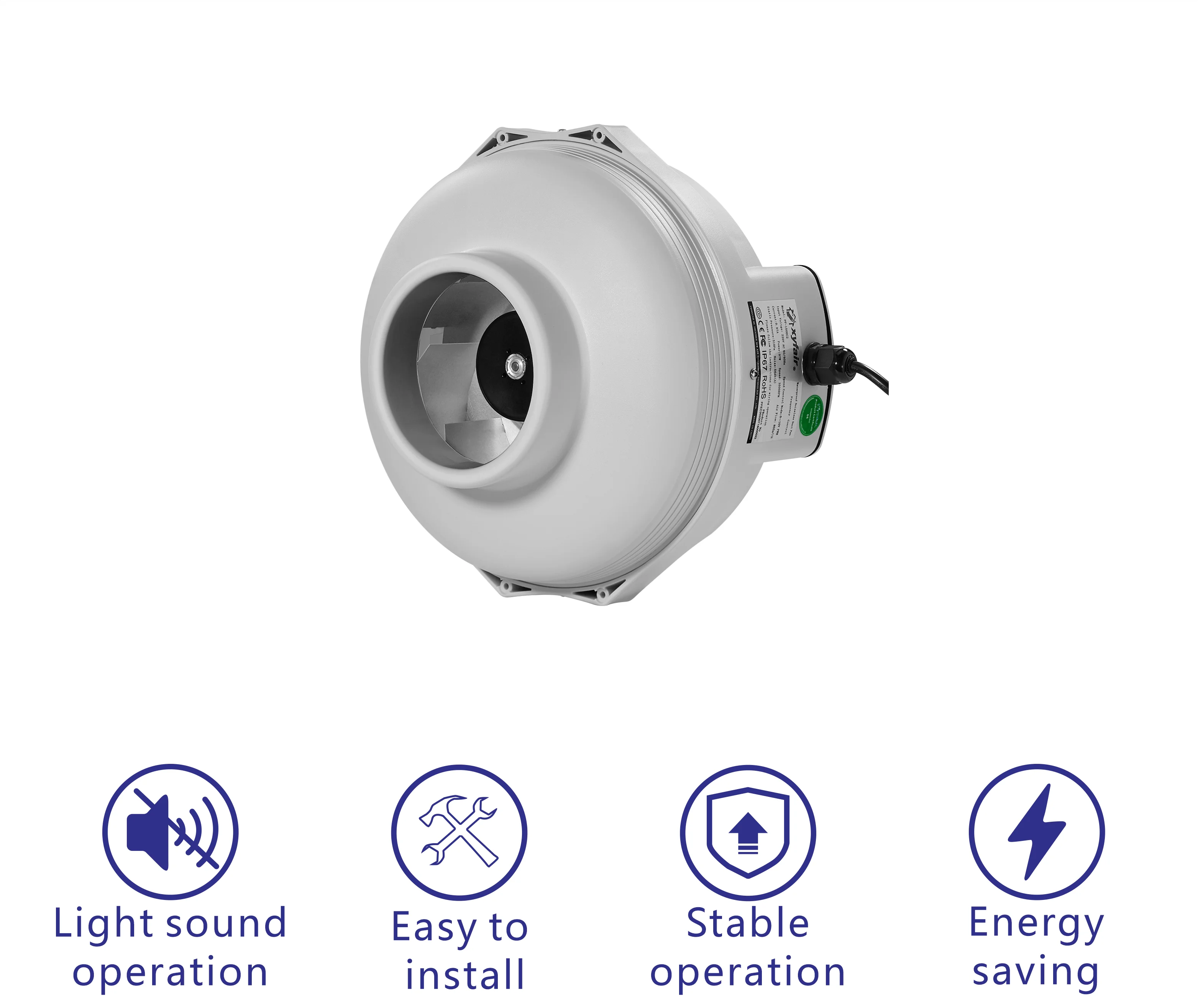 Inline Centrifugal Duct Fan, 150mm, 650m3/h, PVC, HVAC - detail 4