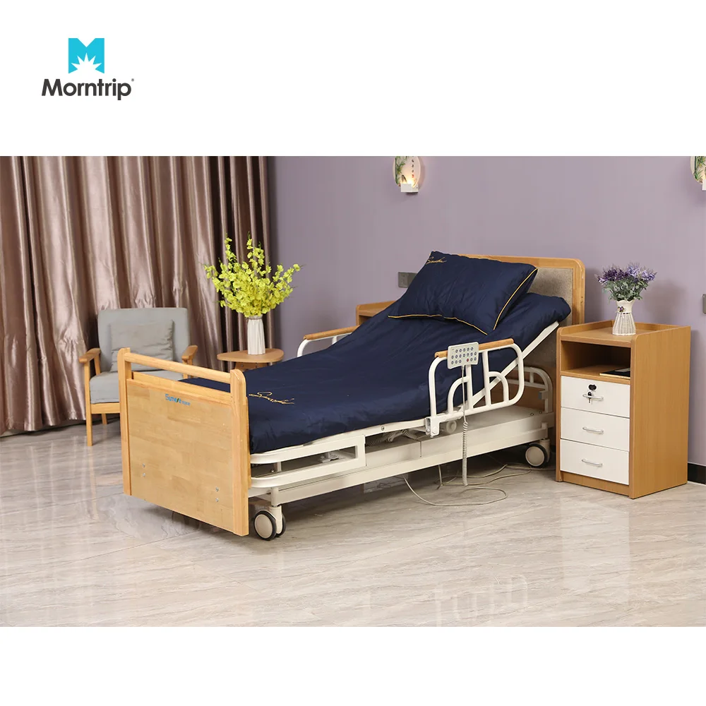 Morntrip Auto-Rotating Seat and Sleep Electric Remote Easy to Move Height Adjustable   Home Nursing Bed for Bedridden Patient