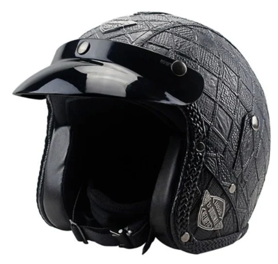 Hand Made Four Seasons Personality Retro Helmet Battery Car 3 / 4 Autumn and Winter Leather Helmet Classic Half Helmet