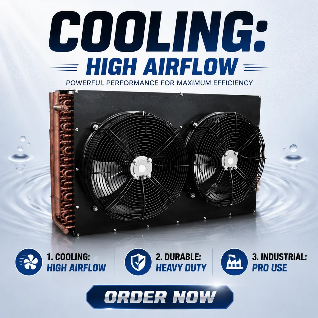 OEM Brand Copper Water to air Tube Evaporator Finned air Condenser for Refrigeration Parts Heating and Cooling