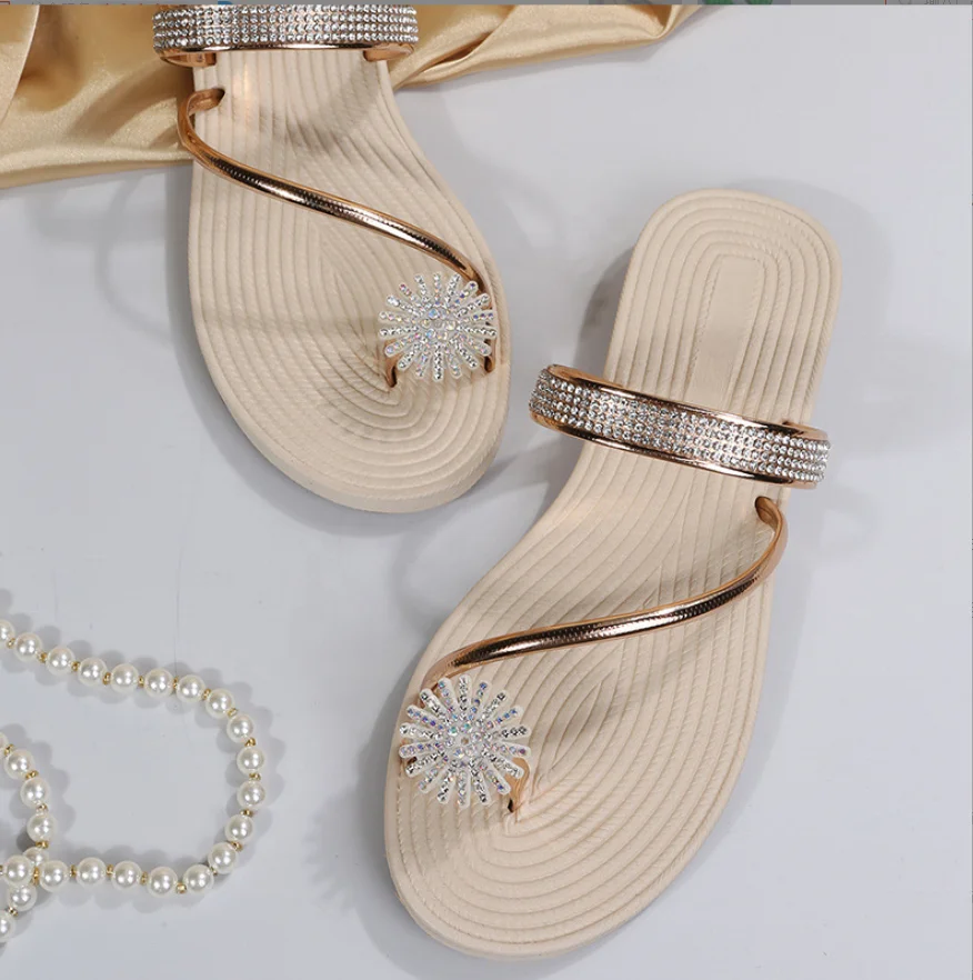 New Bling Sliver Rhinestone Women Slippers Flip-flops Ladies Summer ...