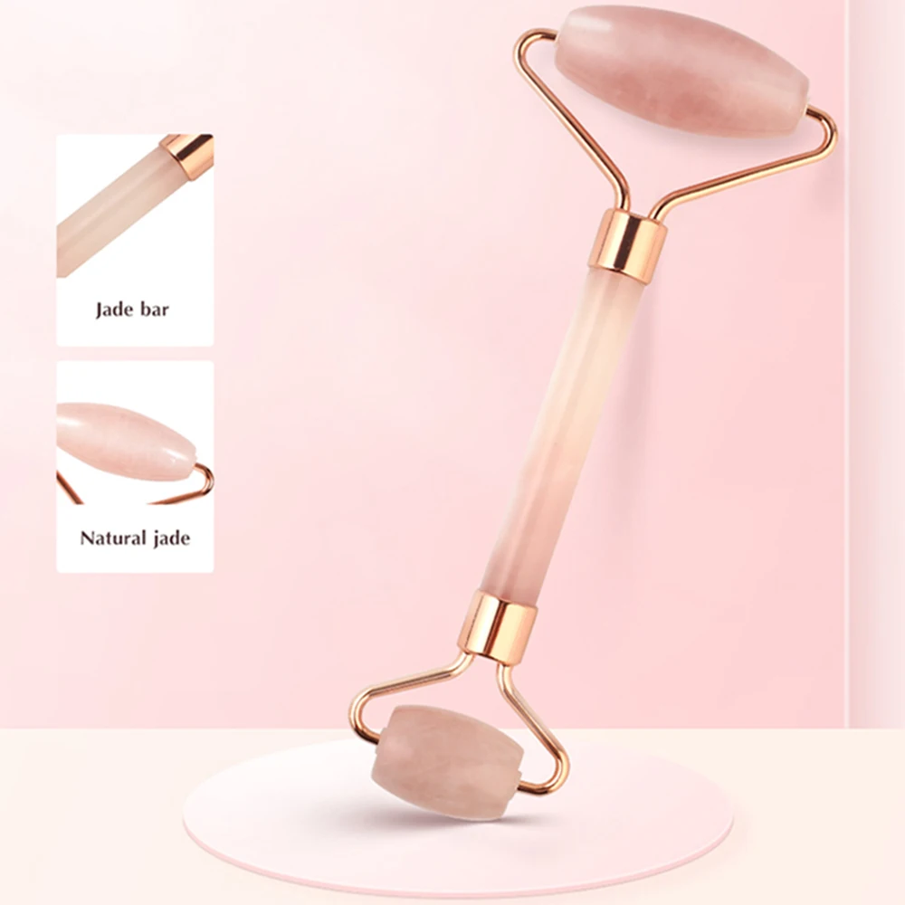 Amazon Hot Sales Skin Care Tools Custom 100% Natural Facial Massage Roller Rose Quartz Face Jade Roller Gua Sha Set With Box