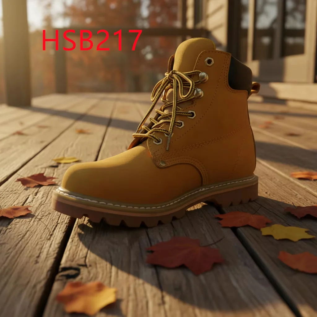 ZYF,Port Terminal Moist Proof Goodyear Rubber Sole Honey Color Labor Shoes Workshop Processing Steel Toe Insert Work BootsHSB217