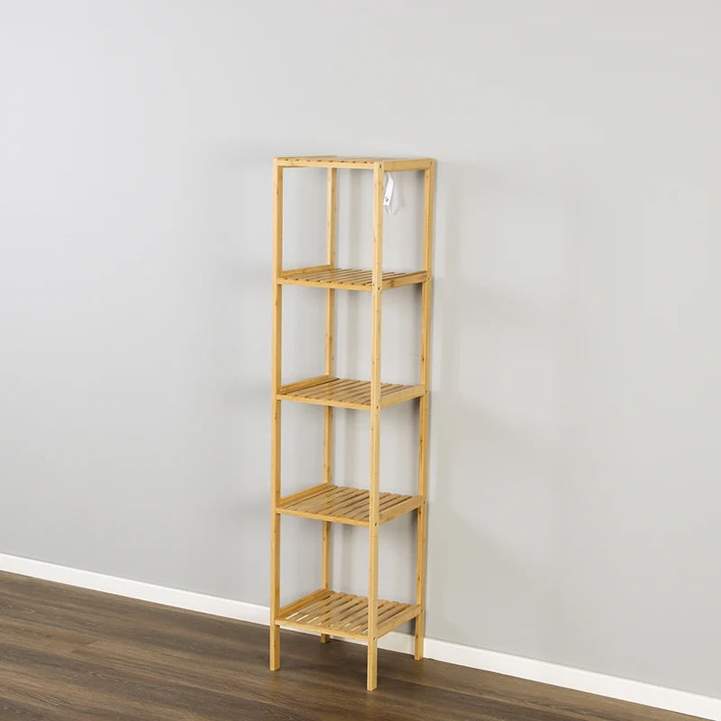 Utility Standing Shelves for Hallway Entryway Bathroom Living Room Square Flower Stand Bamboo Shelf Storage Organizer Rack