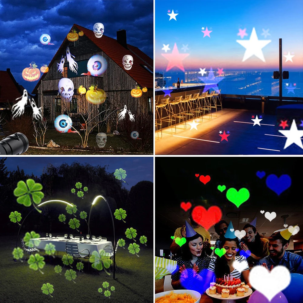 LED Christmas Snow Lights White Storm 360 Degree Rotating Projection Pattern Outdoor Landscape Lawn Laser Stage Spotlights