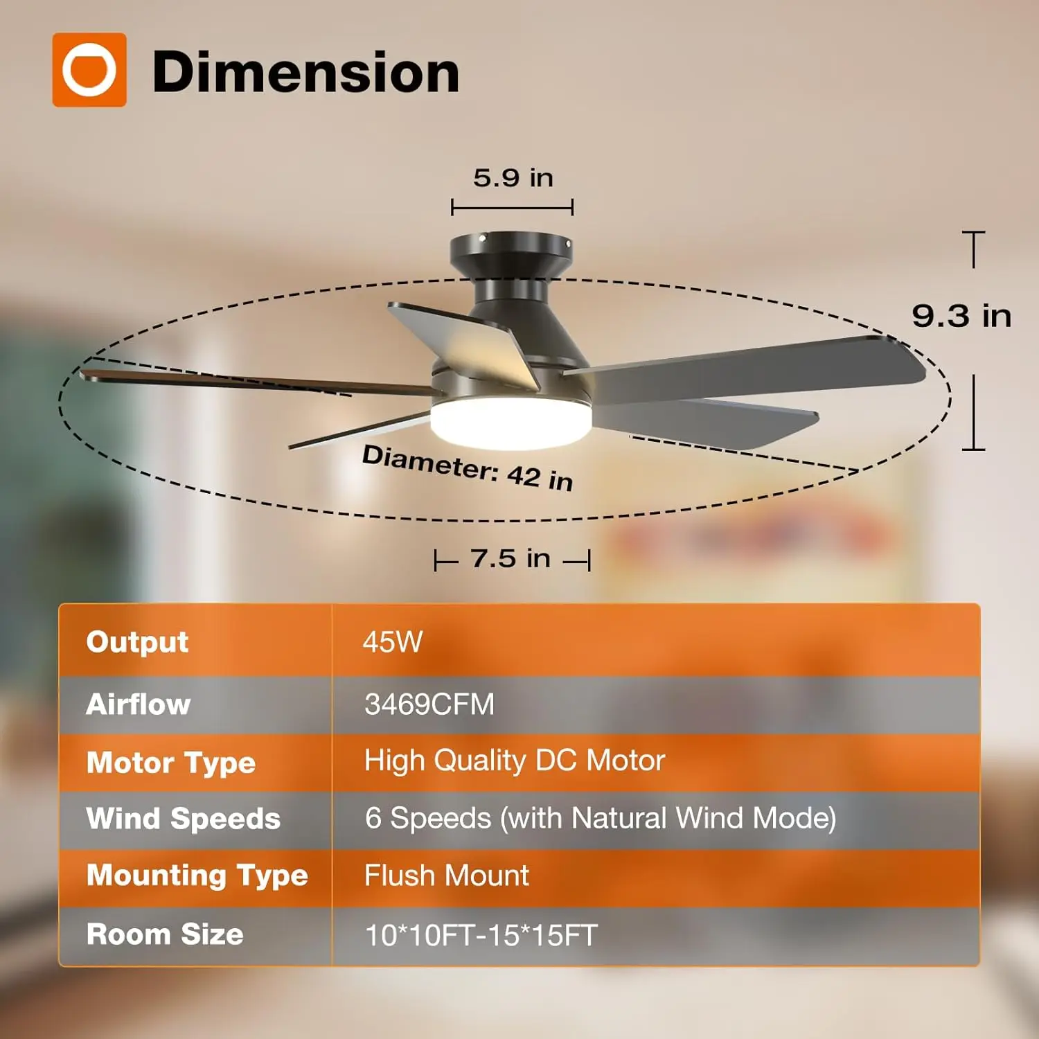 Ceiling Fan, 265V, 30W LED Light, Metal - detail 12