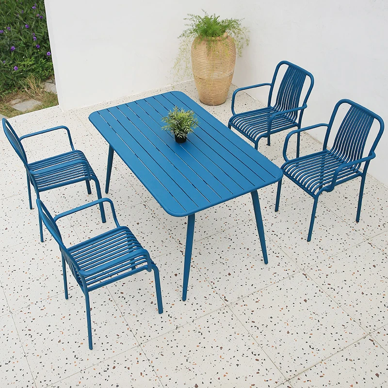 Aluminum Patio Rattan Chair Luxury Furniture Rattan Weaving Backrest Chairs  Outdoor Dining Set