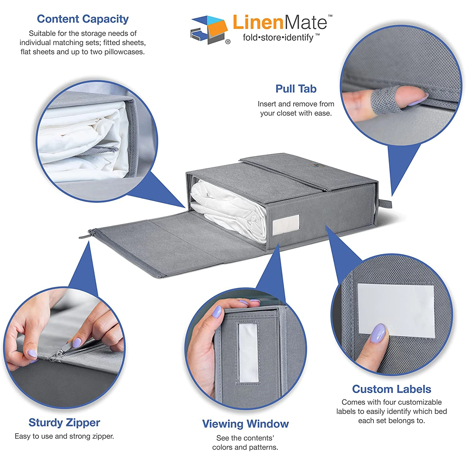 Linen Fabric Storage Bins For Bed Sheets Duvet Covers And Pillowcases