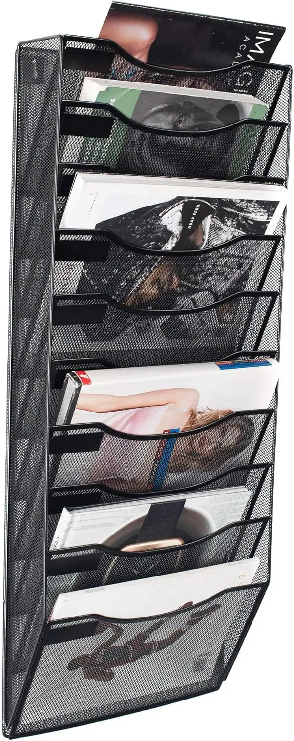 10 Tiers Hanging Files Wall Mounted Metal Mesh Document File Organizer ...