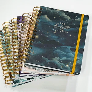 LOW MOQ Factory Price Custom logo Printing Budget Notebook Spiral Diary Tracker Sticker Record Journal Undated Weekly Planner