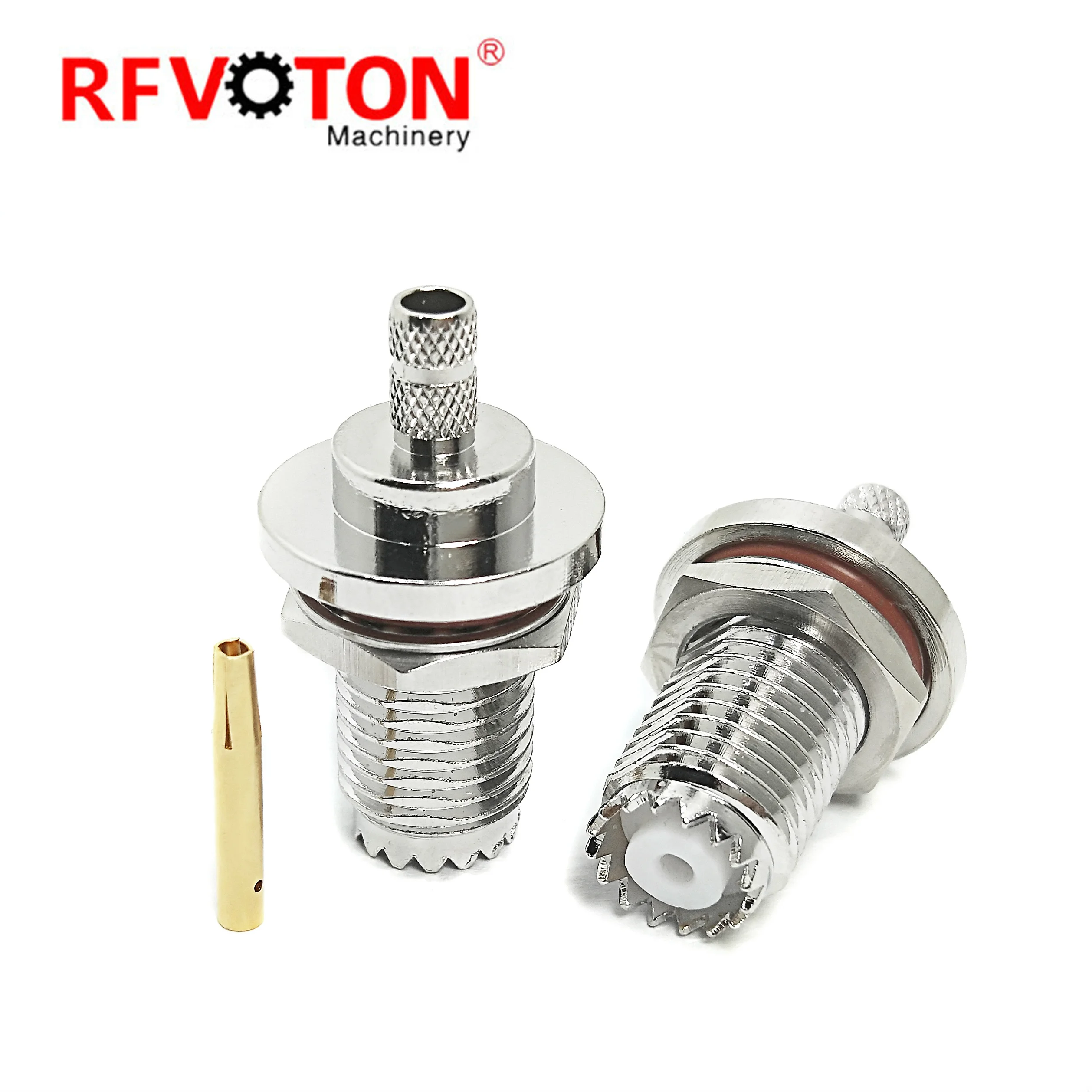 RF connector mini UHF type female jack straight bulkhead waterproof crimp for LMR195 RG58 coaxial cable plug supplier