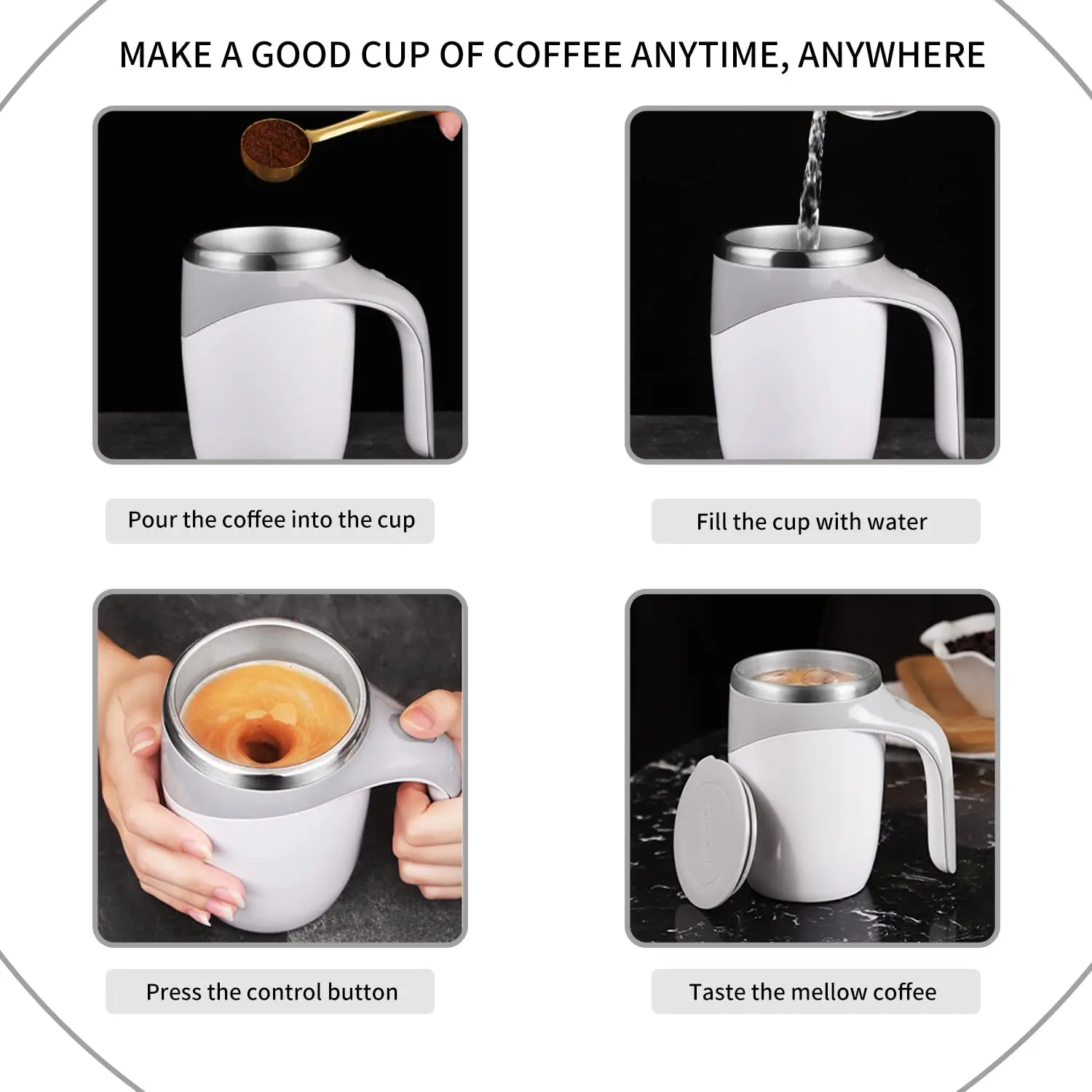 Stainless Steel Lazy Magnetic Automatic Mixing Mug Electric Auto Self  Mixing Stirring Coffee Mug With Handle For Home Office Gif - Buy Self  Stirring