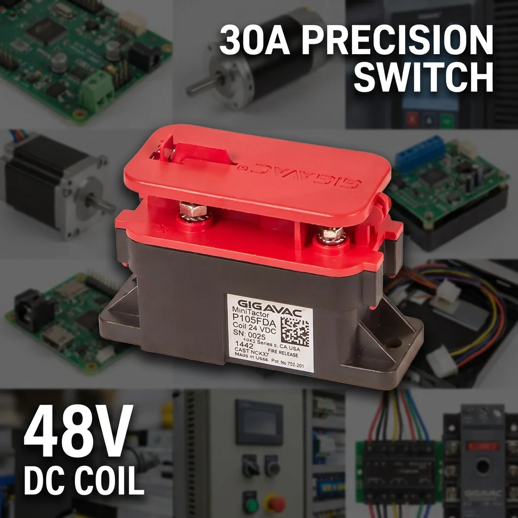 P105FDA สำหรับคอนแทคเตอร์กระแสตรงแบบปิดสนิทของ Sensata-Gigavac ขดลวด 45mA 48V หนึ่งเฟส การควบคุมอุตสาหกรรมอัตโนมัติ ติดตั้งบนโครงเครื่อง (Chassis Mount) สำหรับยานพาหนะไฟฟ้า (EV) และระบบจัดเก็บพลังงาน