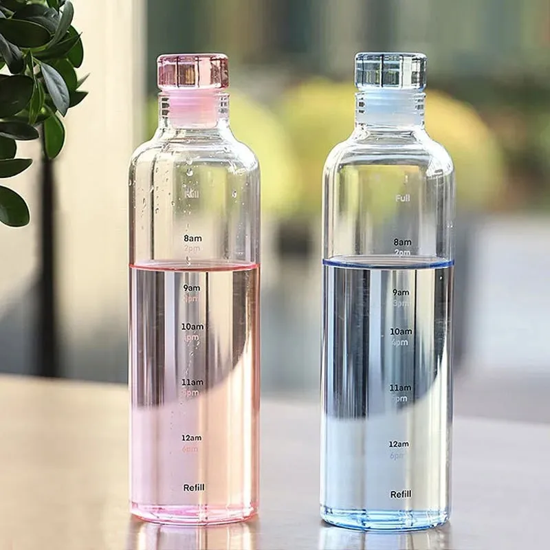 Large Capacity Portable 350ml/700ml BPA Free Glass Water Bottle Outdoor Sports Cylindrical Shape Glass Lid Customizable Logo