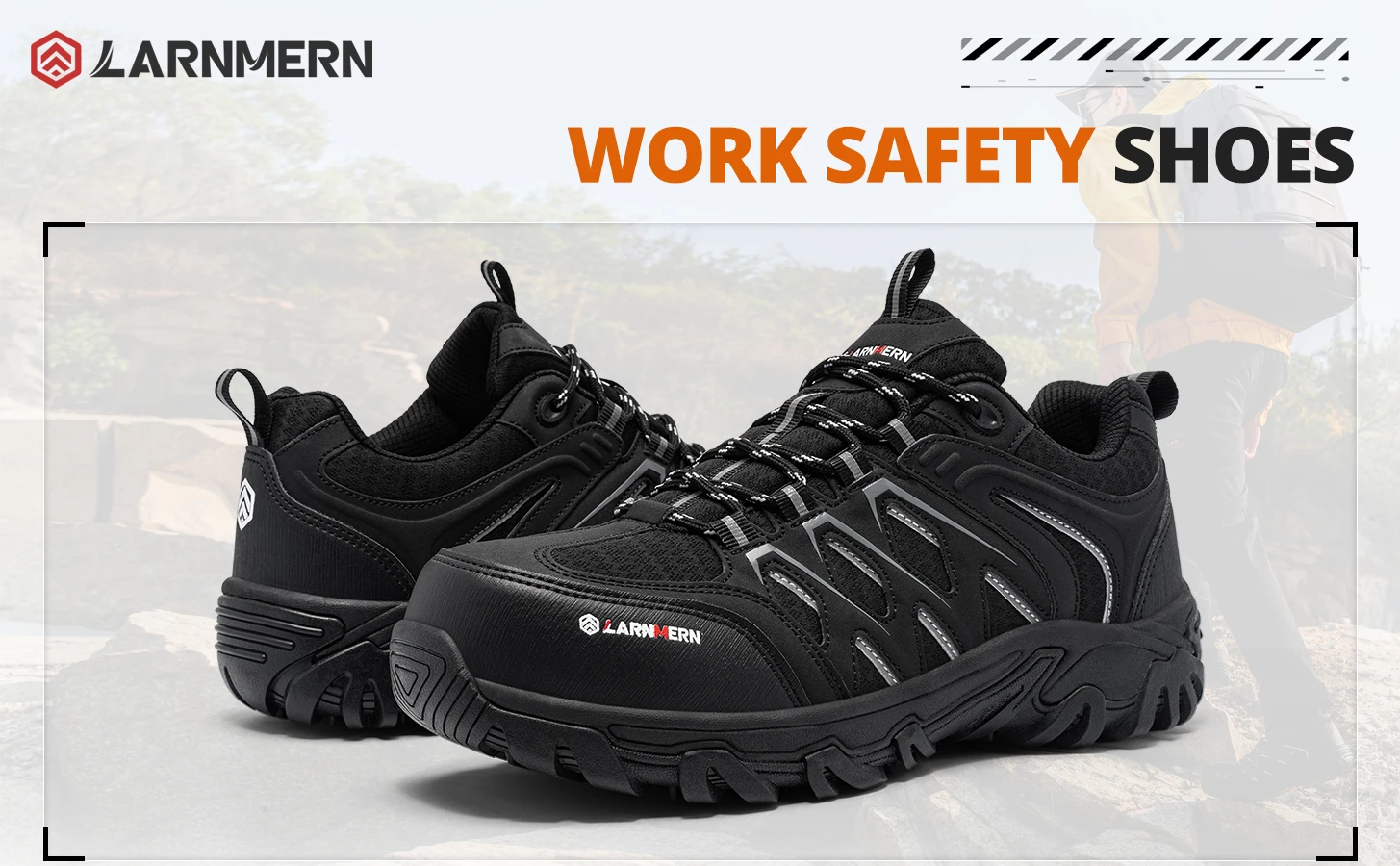 Larnmern Steel Toe Safety Shoes For Men Women Lightweight Work Shoes Puncture Proof