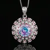 Pink blue pendant with box chain