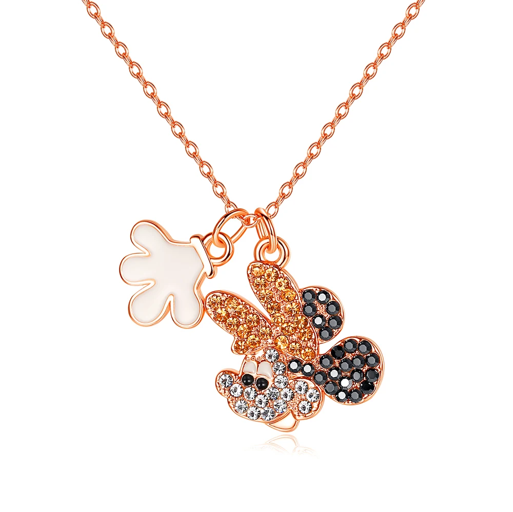 Full Crystal Mickey Necklace Plated 18k 