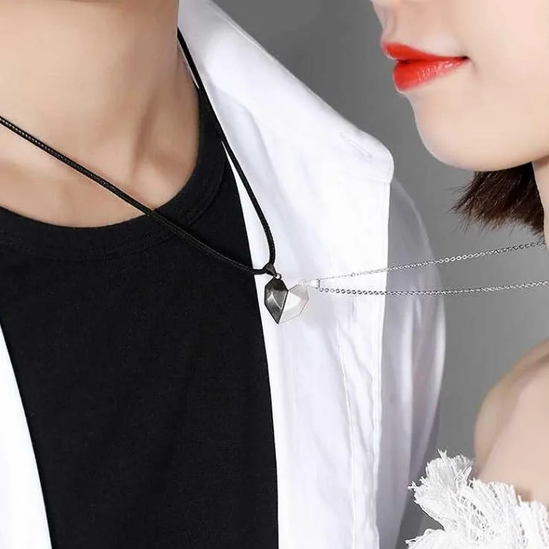 Fashion Magnetic Two Souls One Heart Pendant Necklace Creative Wishing