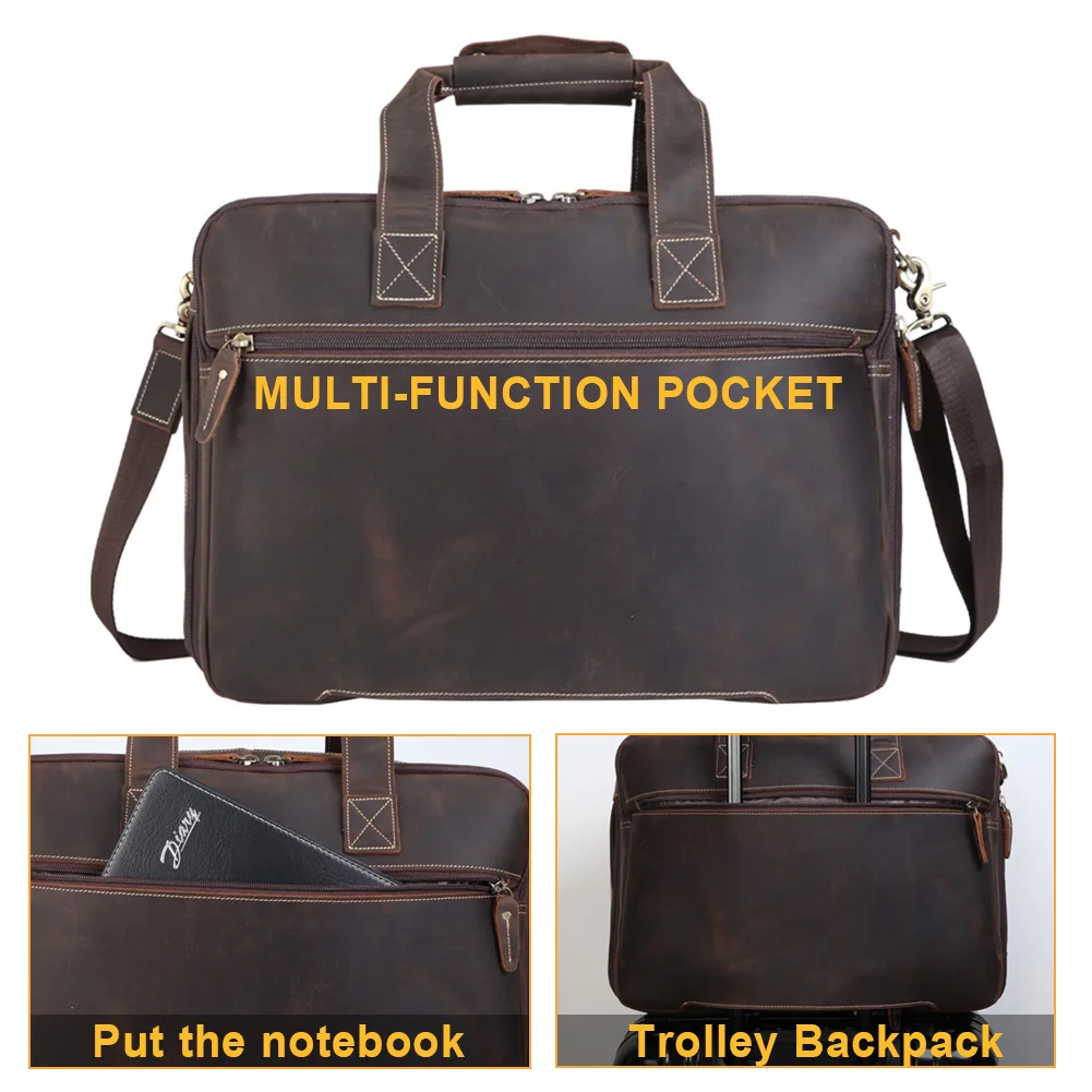 Men Laptop Messenger Bag Leather Business Office Handbag Shoulder Computer Bags Genuine Leather Briefcases With Custom Logo